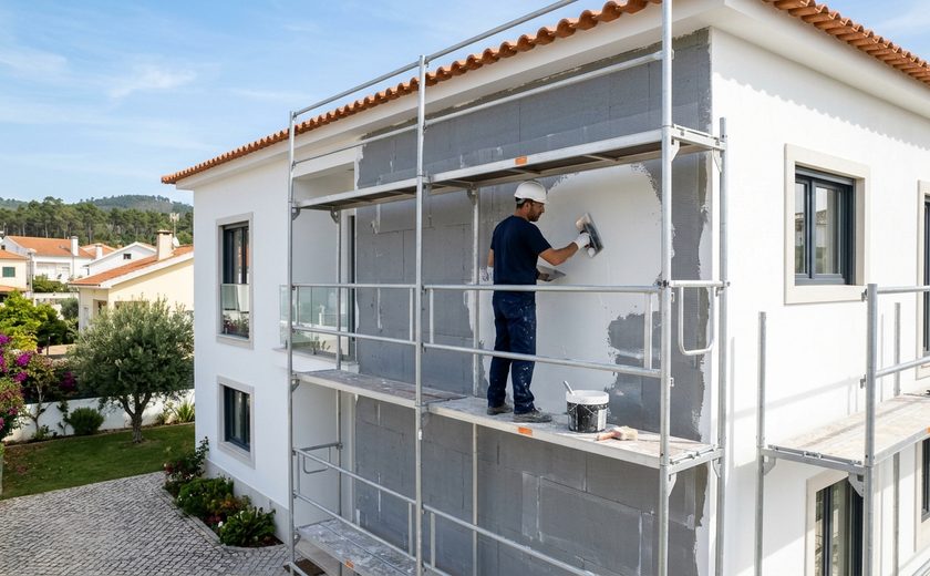 Brico Bom — Pintura exterior de fachada e aplicação de isolamento térmico Capoto (ETICS) em moradia de Leiria