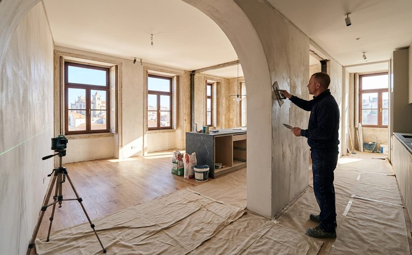 Brico Bom — Obra de remodelação geral interior chave-na-mão de apartamento e moradia em Leiria